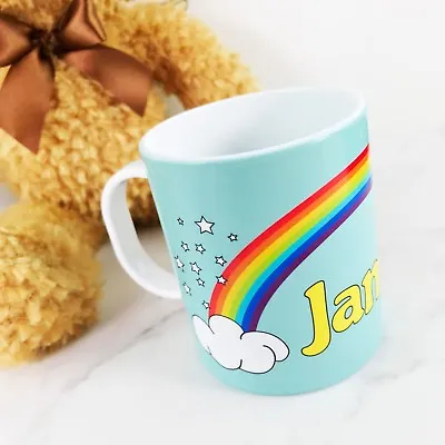 £10.99 • Buy Personalised Rainbow Plastic Mug Children's Birthday Gift Juice Cup Any Name