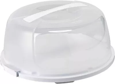 White & Clear Colour Large Round Cake Storage Carrier Box Container Lid Cover UK • £6.95