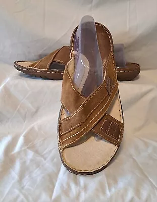 Gextop Vera Pelle VGC Mens Tan Italian Leather Beach Slides/ Slippers Size 9 • £16.95