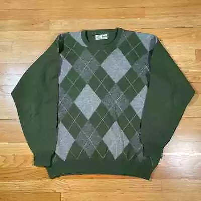 Vintage Pringle Made In Scotland Argyle Green Sweater • $40