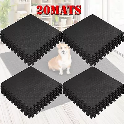 20pcs Gym Floor Mats Interlocking Tiles Eva Foam Soft Yoga Play Work Shop Garage • £42.99