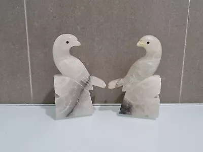 Italian Genuine Alabaster Bookends Vintage Pair Of Birds • $99.99