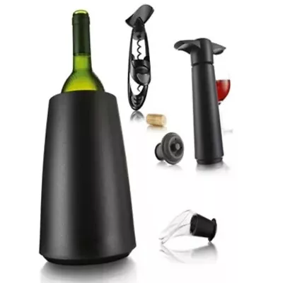 $24 • Buy New In Box!! Vacu Vin Wine Set Corkscrew, Cooler, Stoppers, Server, & Saver Pump