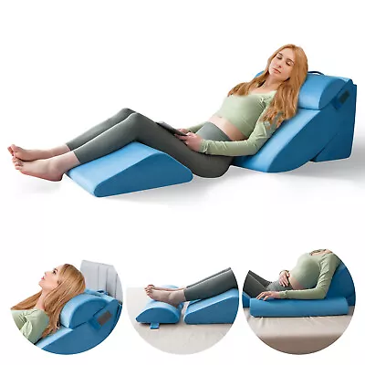 Giantex 4 PCS Bed Wedge Head Support Pillow Incline Rest Memory Foam Blue • $64.49