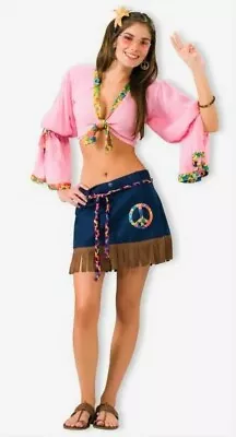 SEXY LADIES FEMALE HIPPIE CHICKIE 60s 70s HALLOWEEN FANCY DRESS OUTFIT. LAST ONE • £11.99