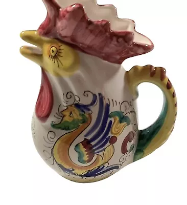 William Sonoma Hand Painted Deruta Raffalessco Rooster Pitcher Made In Italy • $37