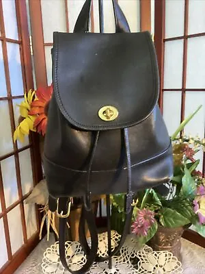 Vintage  Coach 9960 Black Gove Tanned Leather Daypack Backpack • $89.99
