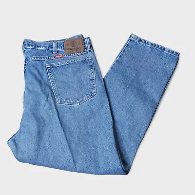 Vintage Wrangler 42x30 Blue Jeans Classic Heavy Denim Work Pants Stone Wash USA • $21.45