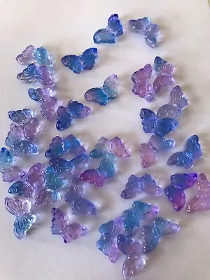 50 Butterfly Beads Gradient Glass 8*15*4mm Jewellery Making Dark Blue&Purple • $4.95