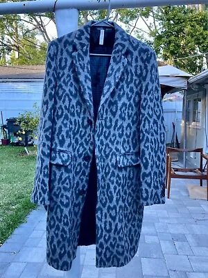 $150 • Buy Zara Man Leopard Coat Animal Print Gray Jacket Punk Overcoat Size M