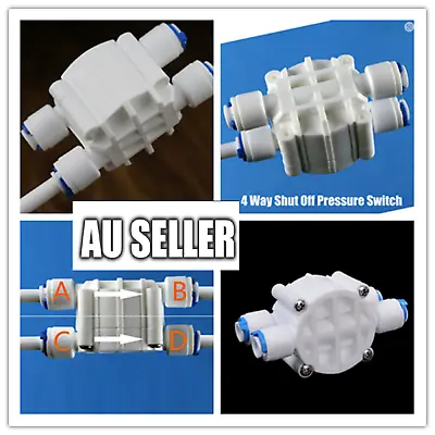 $11.50 • Buy 4 Way 1/4 Port Auto Shut Off Valve For RO Reverse Osmosis Water Filter System