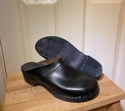 Clogs Mens Black Leather - UK9.5 / 44 Eu. Made In Sweden - Brand New Without Box • £22.50