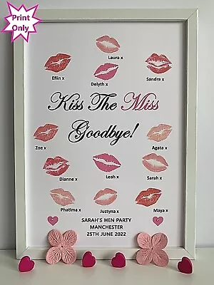 Hen Party Game Accessories Kiss The Miss Goodbye Personalised Keepsake Gift • £4.29