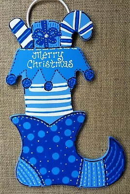 Merry Christmas ELF STOCKING SHOE SIGN Wall Door Hanger Plaque Wreath Accent  • $13