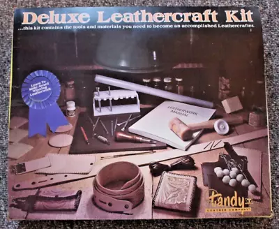 VINTAGE TANDY DELUXE Leathercraft  Kit Mostly Complete! • $49