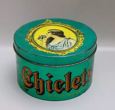 Vintage Chiclets Round Tin - Cheinco Housewsres Chewing Gum Candy  • $21.99