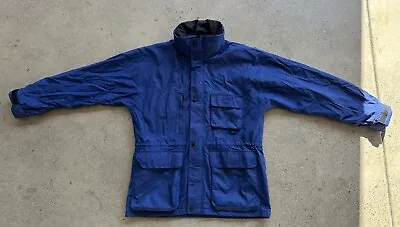 Vintage Eddie Bauer Ultrex Blue Nylon Fleece Lined Hidden Hood Jacket Size M • $67.44