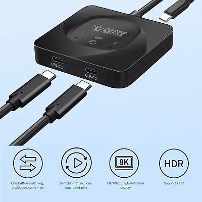 USB C Switch 2 In 1 Output Plug And Play 8K 60Hz HD Type C Bi Direction Swit Kit • $66.38