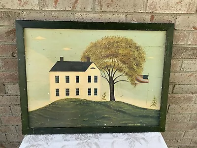 Warren Kimble Farmhouse Hilltop USA Flag Wall Art VTG Framed Approx 22x30 • $89.88