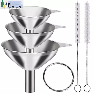 6Pcs Metal Stainless Steel Funnel Large Small Funnel Set Of 3 Food Grade Mini  • $11.45