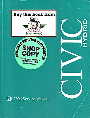 2006 Honda Civic Hybrid Shop Service Repair Maintenance Manual • $39.95