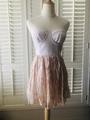 Alice Mccall Cute Bustier Mini Dress White / Cream / Pink Size Size 10 • $40