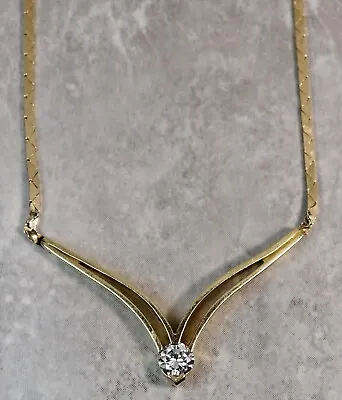 $1795.95 • Buy $5,500 Jose Hess 14K Yellow Gold 0.55ctw Solitaire Diamond V Shape Necklace