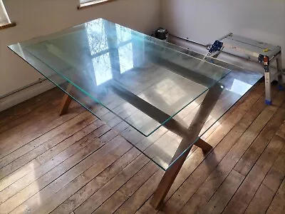 Habitat Dublin Dining Table (oak Legs Glass Top). 180cm X 80cm - Seats 6-8.  • £85