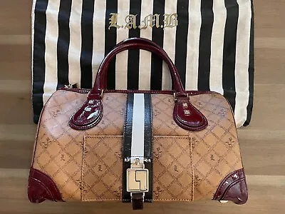 L.A.M.B By Gwen Stefani Y2K Mandeville Brown / Red Leather Boston Handbag Purse • $74.99