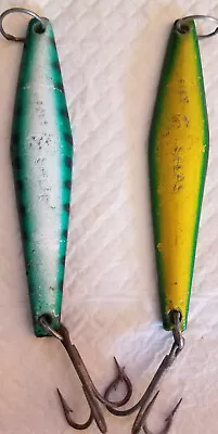 2 Vintage Salas Baby Jigs Green And White With Strips And Yellow And Green RARE • $9.99