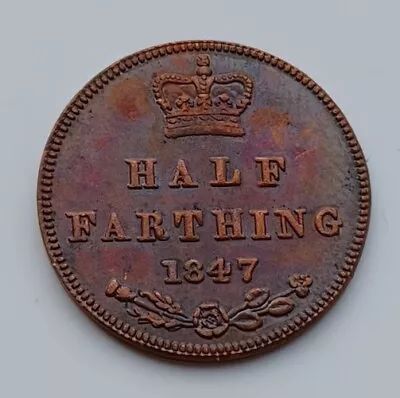 1847 Half Farthing - Queen Victoria  100% Copper Original Size  • £4.75