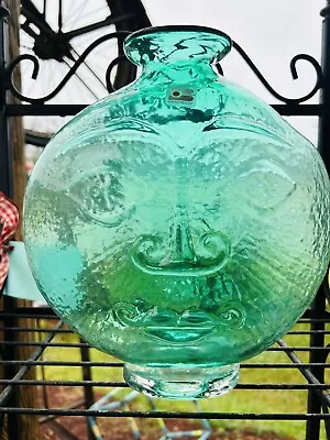 Blenko Green Handmade Sun Face Glass Vase  • $256