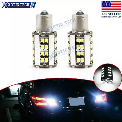 2x High Power 1156 BA15S 7506 White 50-SMD Parking Reverse Brake LED Bulbs Light • $8.99