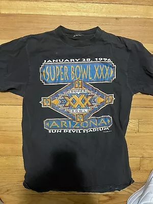 VTG 90s Super Bowl XXX Pittsburgh Steelers Dallas Cowboys Sz M T-Shirt 1996 • $0.99