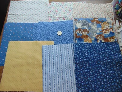 $7.65 • Buy 38 Cotton Fabric Squares Cats Calico Vintage 8.5  New