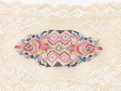 Dollhouse Miniature Needlepoint Cross Stitch On Lace Rug Or Tablecloth  • $40