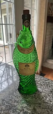 Vintage 1965  Antinori Italy Wine Bottle Green Fish 11” Decanter • $24.99