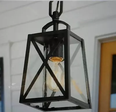 LNC Black Outdoor Hanging Light Mini 1-Light Farmhouse Hanging Lantern OutdooR • $23.03
