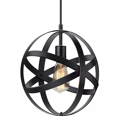 KingSo Vintage Industrial Metal Spherical Pendant Light W/ Rustic Hanging Cage • $24.99