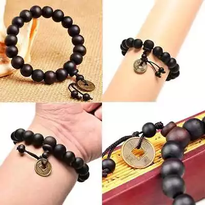 Men's Wooden 12MM Buddha Buddhist Prayer Beads Tibet Mala Bracelet N4E4 • $1.13