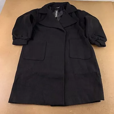 Boohoo Women's Maternity Size 6 Black Pcketed Wrap Overcoat NWT *No Belt* • $30.05