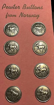 Vintage Pewter Buttons Made In Norway! 🇳🇴 Moose In Woods. Great Detail! • $19.50