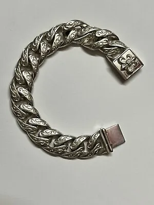 Vintage Sterling Fine Silver Handmade Men's Bracelet French Fleur-de-lis • $144