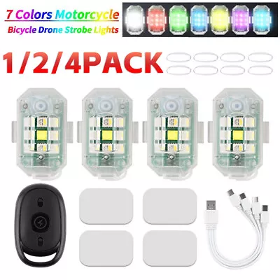 1/4x Rechargeable High Brightness Wireless LED Strobe Lights For Motorcycle Bike • $9.96