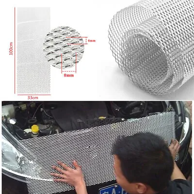 Universal Silver Aluminium Racing Grille Mesh Vent Car Tuning Grill 4mm*8mm Mesh • $24.61