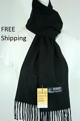 DG Men's Winter Scarf Solid Black Cashmere-Feel Warm Soft Unisex • $9.99