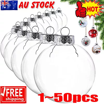 1-50x Baubles Clear Cra Decor Tree Ornament Christmas Ball Fillable PlastVN • $13.56