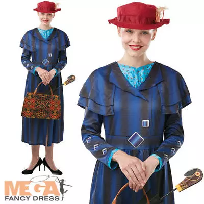 Mary Poppins Returns Ladies Fancy Dress Disney Magic Nanny Adults Costume Outfit • £9.99