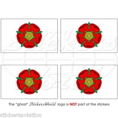 LANCASHIRE Red Rose Flag UK British 50mm(2 ) Bumper-Helmet Stickers Decals X4 • £3.22