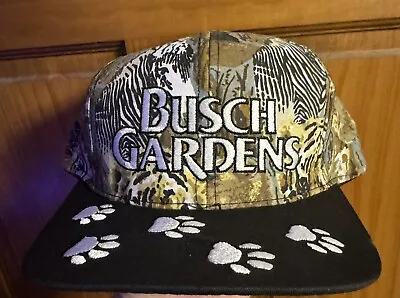 Vintage 90s Busch Gardens Zebra And Print Snapback Safari Hat One Sizes • $15